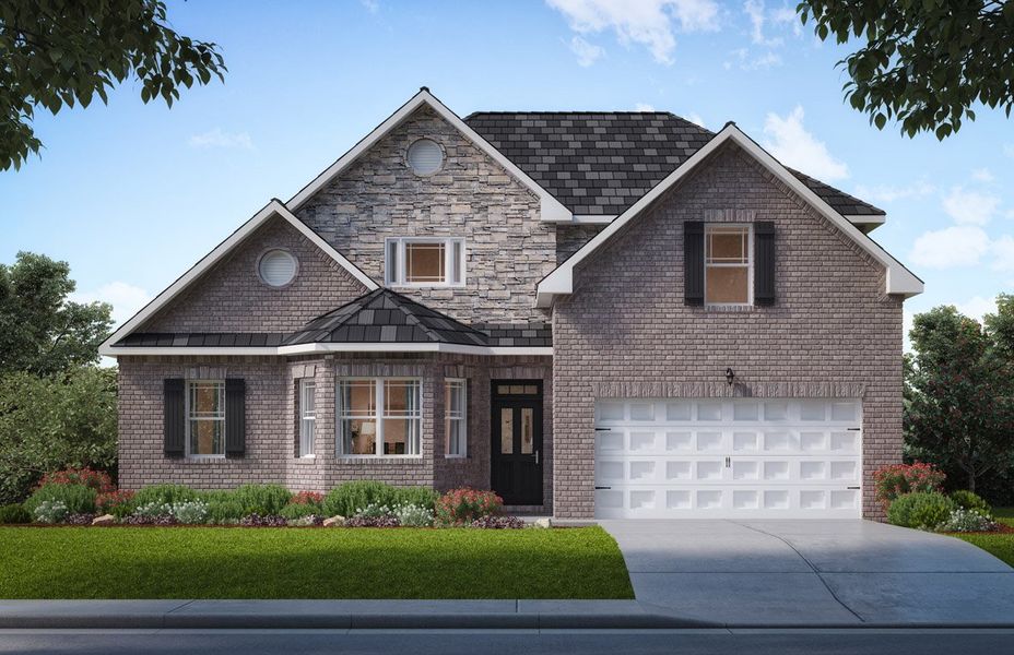 Representative exterior photo of a completed home built from the Gentry by D.R. Horton in Wildwood, Covington, GA (Image 1).