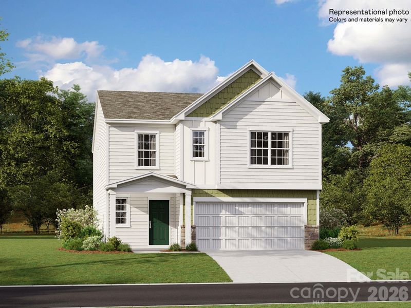 Front exterior of a new home in Sullivan Farm, Statesville, NC, highlighting curb appeal (Image 2).