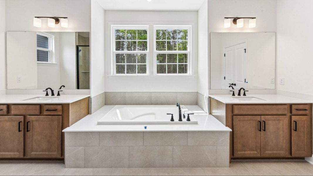 The Stonehaven Plan by DRB Homes in Michaux Gardens - Primary Bathroom
