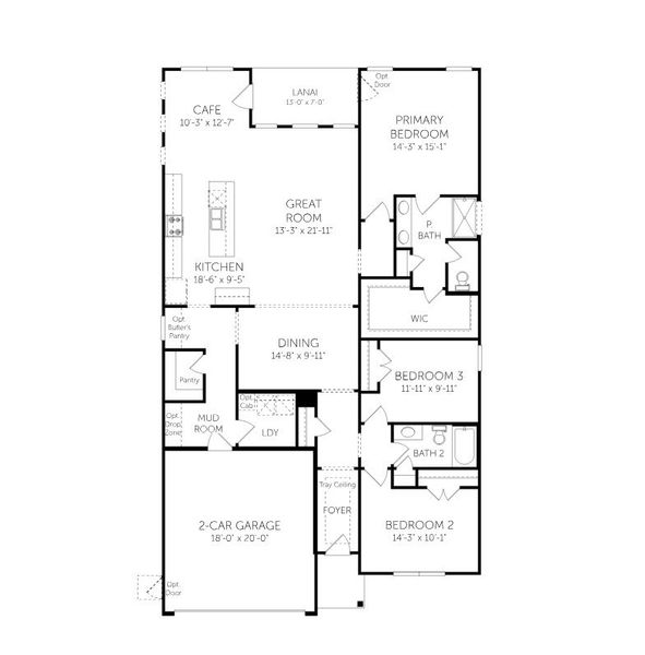 2D floor plan layout for the Oceana - Single Family Homes by Dream Finders Homes in The Settlement, Simpsonville, SC (Image 3).