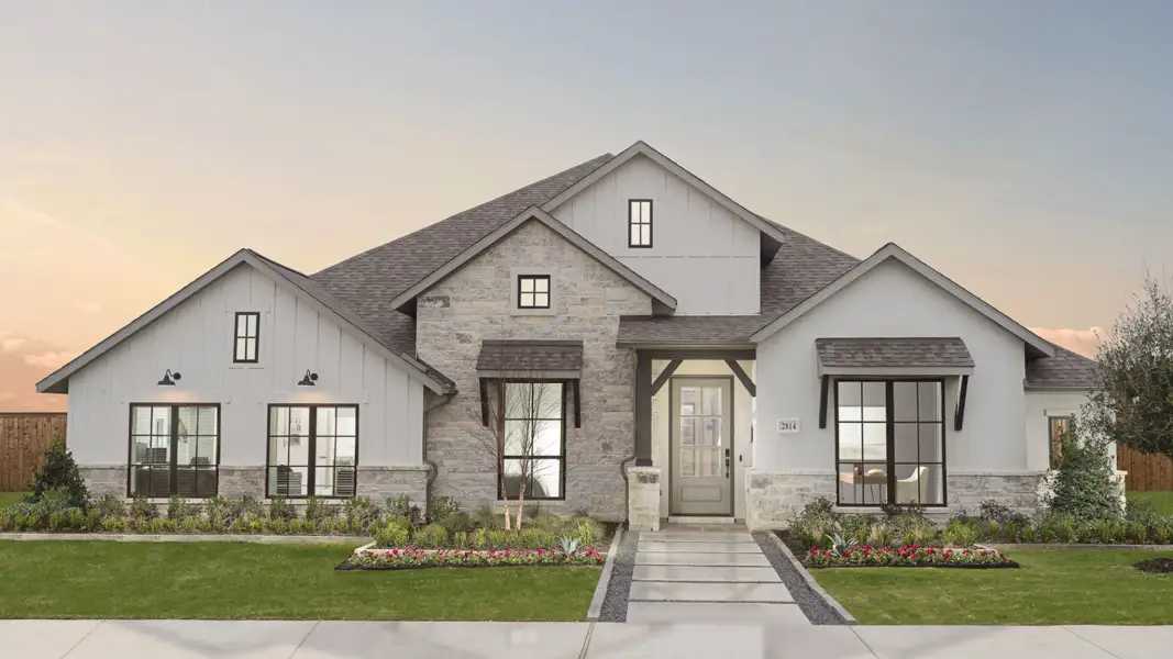 Front exterior of a new home in Sonoma Verde, McLendon-Chisholm, TX, highlighting curb appeal (Image 19).