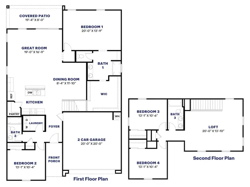 2D floor plan layout of this home in Radiance at Superstition Vistas, Apache Junction, AZ (Image 4).