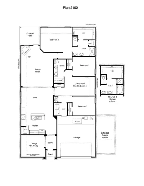2D floor plan layout of this home in Turnbo Ranch Traditions, Killeen, TX (Image 2).