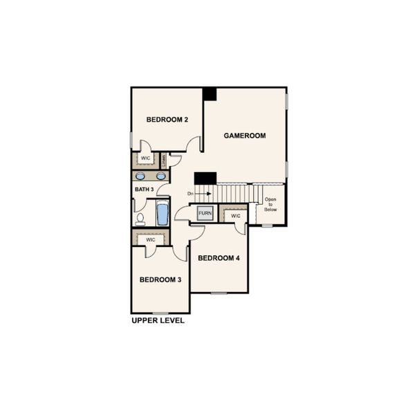 2D floor plan layout of this home in Creekland Village at Bridgeland, Cypress, TX (Image 3).