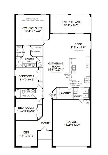 2D floor plan layout for the Serendipity by Highland Homes of Florida in Estates at Hickory Cove - Single-Family Homes, St. Cloud, FL (Image 4).