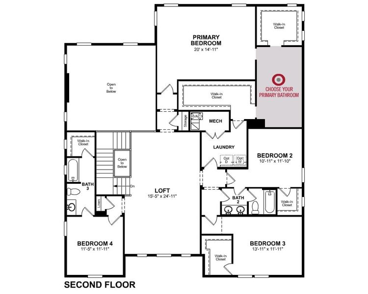 2D floor plan layout of this home in Estates at Daves Creek, Cumming, GA (Image 3).
