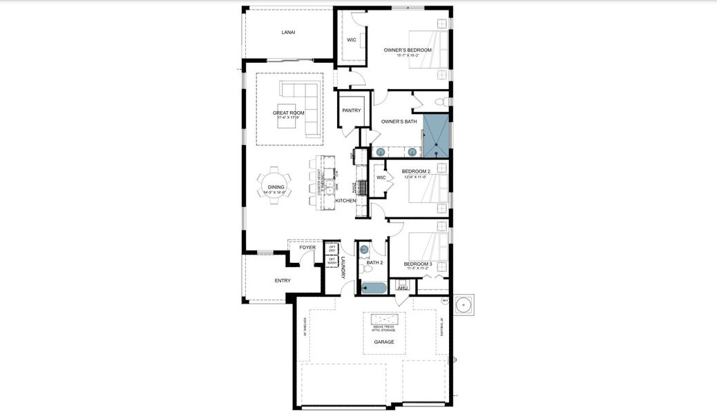 2D floor plan layout for the St. Vincent by Medallion Home in The Willows Single-Family Homes, Parrish, FL (Image 3).