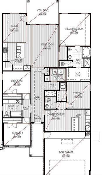 2D floor plan layout of this home in Lexington Heights, Willis, TX (Image 2).