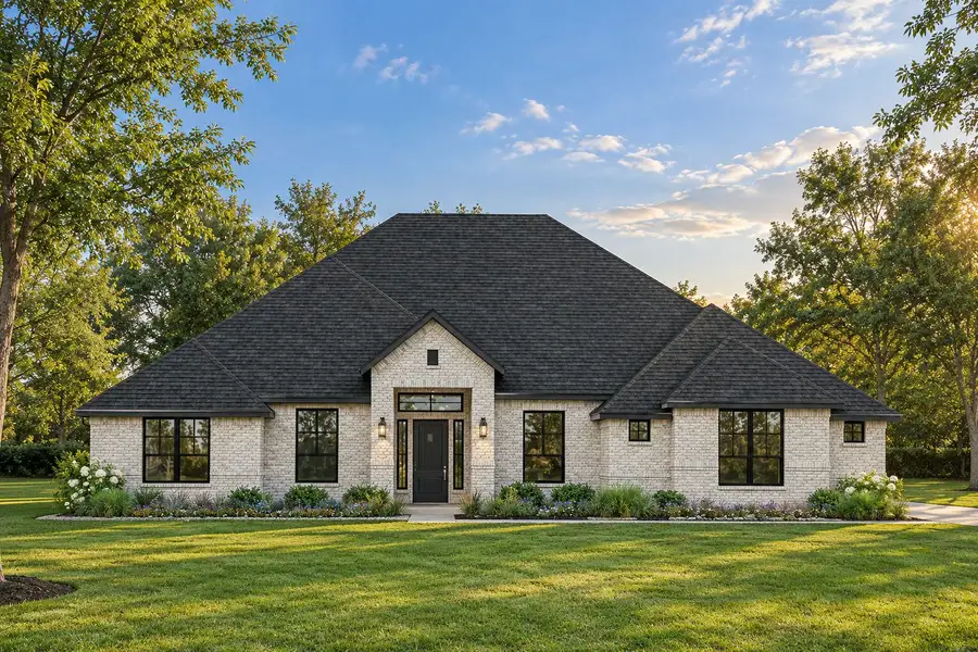 Front exterior of a new home in Las Brisas at Stoney Creek, Sunnyvale, TX, highlighting curb appeal (Image 1). Front exterior of a new home in Las Brisas at Stoney Creek, Sunnyvale, TX, highlighting curb appeal (Image 1).