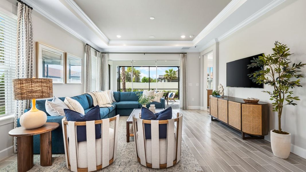 Representative furnished interior of a home built from the Arezzo by Taylor Morrison in Esplanade at Wiregrass Ranch, Wesley Chapel (Image 3). Representative furnished interior of a home built from the Arezzo by Taylor Morrison in Esplanade at Wiregrass Ranch, Wesley Chapel (Image 3).