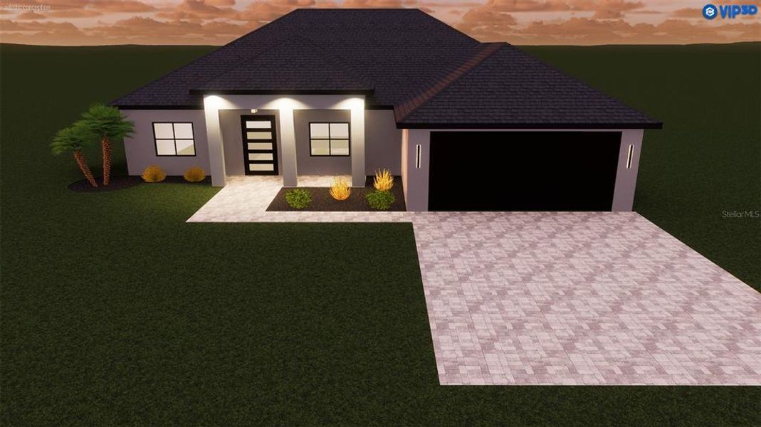 Exterior rendering of this home design in , North Port, FL (Image 2). Exterior rendering of this home design in , North Port, FL (Image 2).