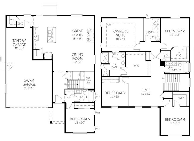 2D floor plan layout for the Denali - 50' Homesites by Dream Finders Homes in Farmstead, Berthoud, CO (Image 3).