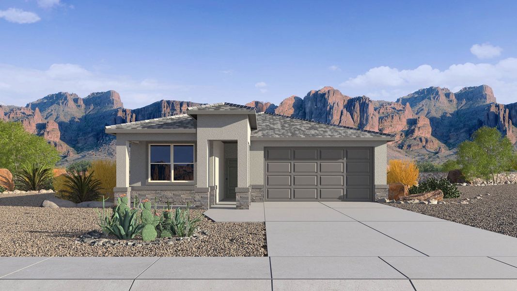 Representative exterior photo of a completed home built from the Plan by D.R. Horton in The Ridge at Stone Butte, Phoenix, AZ (Image 21).