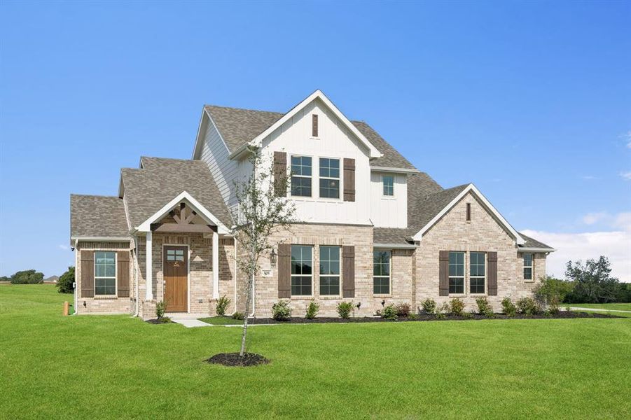 Front exterior of a new home in Lakeway Estates, Waxahachie, TX, highlighting curb appeal (Image 20).