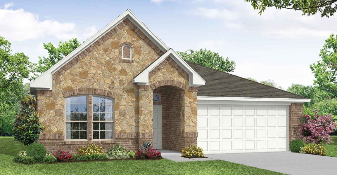 Representative exterior photo of a completed home built from the Austin by Impression Homes in Terra Vella, Haslet, TX (Image 9).