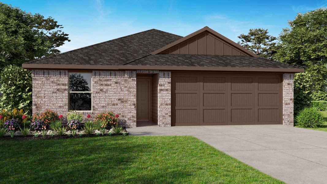Front exterior of a new home in Springhill South, Boyd, TX, highlighting curb appeal (Image 1). Front exterior of a new home in Springhill South, Boyd, TX, highlighting curb appeal (Image 1).