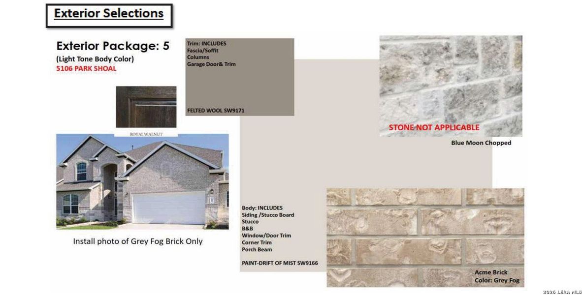 Sample of building materials used in homes in The Parklands, Schertz (Image 4).