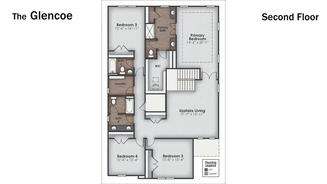 2D floor plan layout of this home in The Haven at Indigo Preserve, Leland, NC (Image 4).
