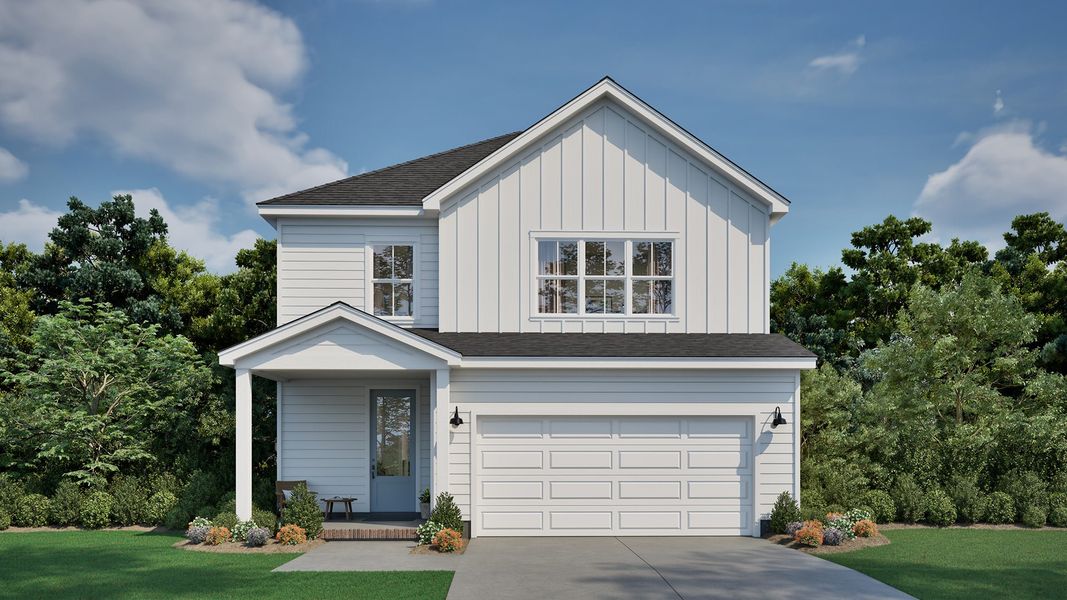 Representative exterior photo of a completed home built from the Wisteria by New Leaf Builders in East Lake, Leland, NC (Image 1). Representative exterior photo of a completed home built from the Wisteria by New Leaf Builders in East Lake, Leland, NC (Image 1).