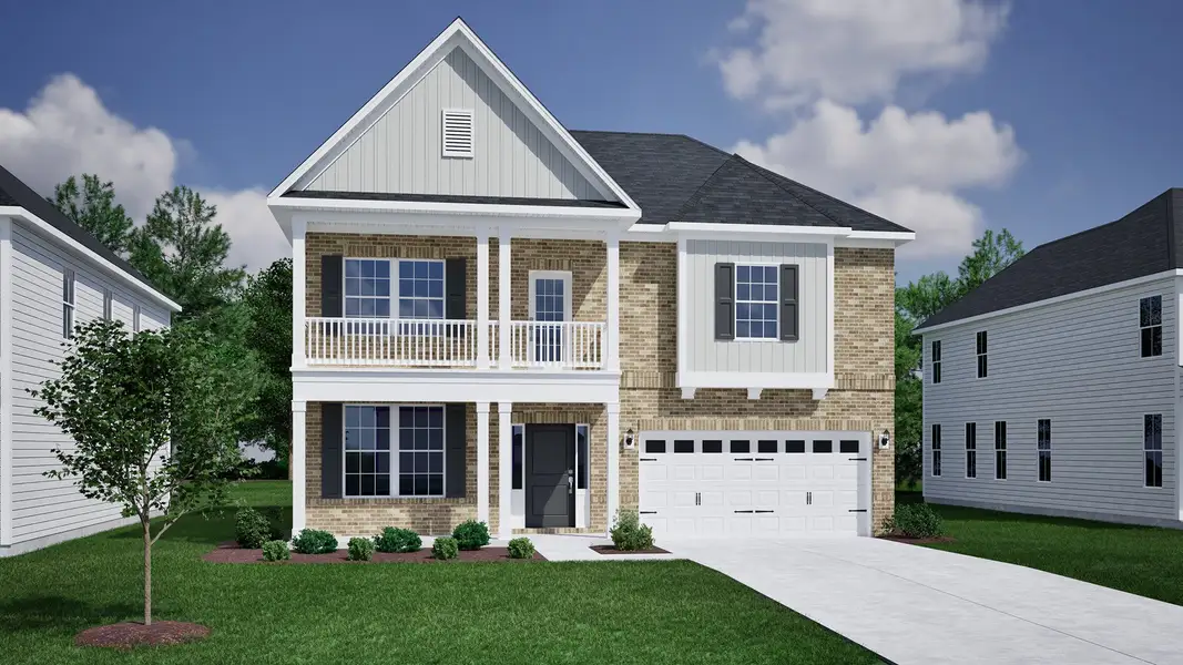 Representative exterior photo of a completed home built from the Keowee - Vanguard Collection by Mungo Homes in Scotts Hill Village, Wilmington, NC (Image 32).