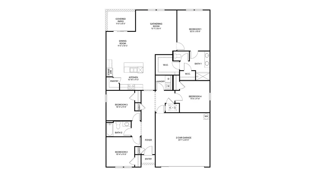 2D floor plan layout for the Cali+ by D.R. Horton in Diamond Springs, Jacksonville, FL (Image 3).