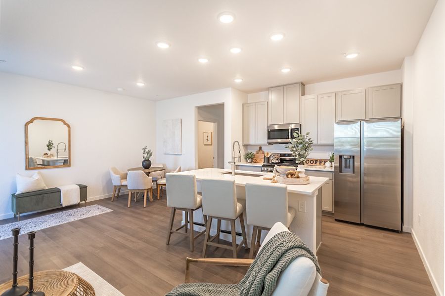 Furnished interior view inside a new home in The Vistas at West Mesa, Colorado Springs (Image 3). Furnished interior view inside a new home in The Vistas at West Mesa, Colorado Springs (Image 3).