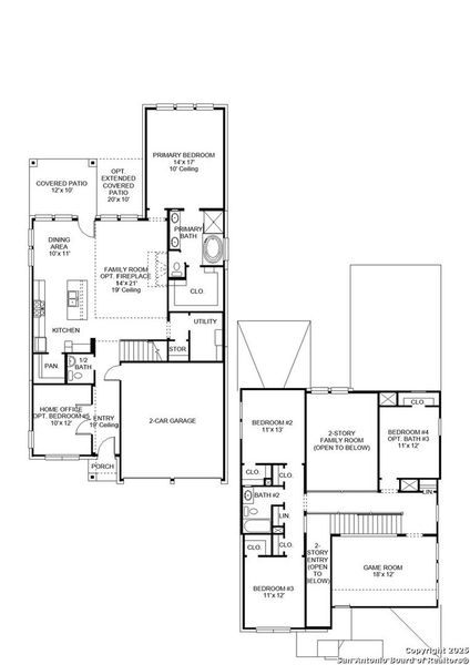 2D floor plan layout of this home in Ladera 45', San Antonio, TX (Image 2).