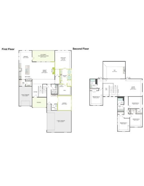 2D floor plan layout of this home in View at the Reserve, Mansfield, TX (Image 5).