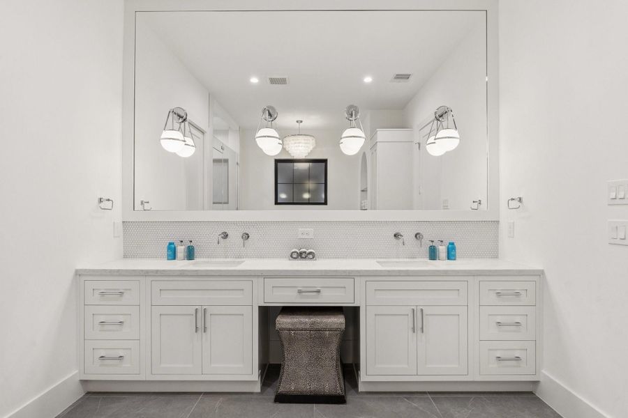 Another photo of the Primary Bathroom Dual Vanity Space.