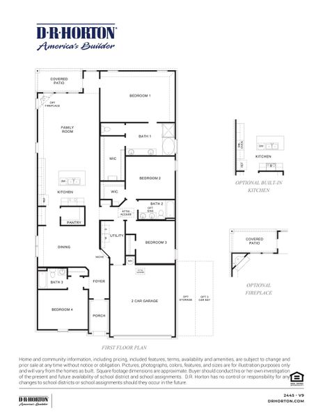 2D floor plan layout for the Colby - 2445 by D.R. Horton in Marlow Lake, Texas City, TX (Image 4).