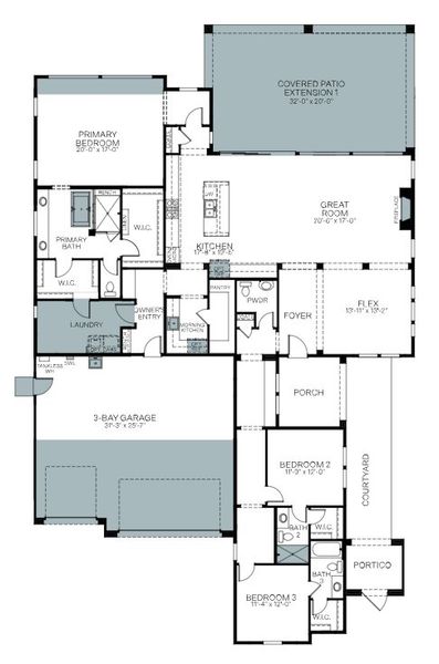 2D floor plan layout of this home in Summit at The Dells, Prescott, AZ (Image 4).