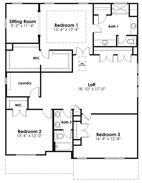 2D floor plan layout for the HARBOR OAK by D.R. Horton in Shell Pointe, Gilbert, SC (Image 4).