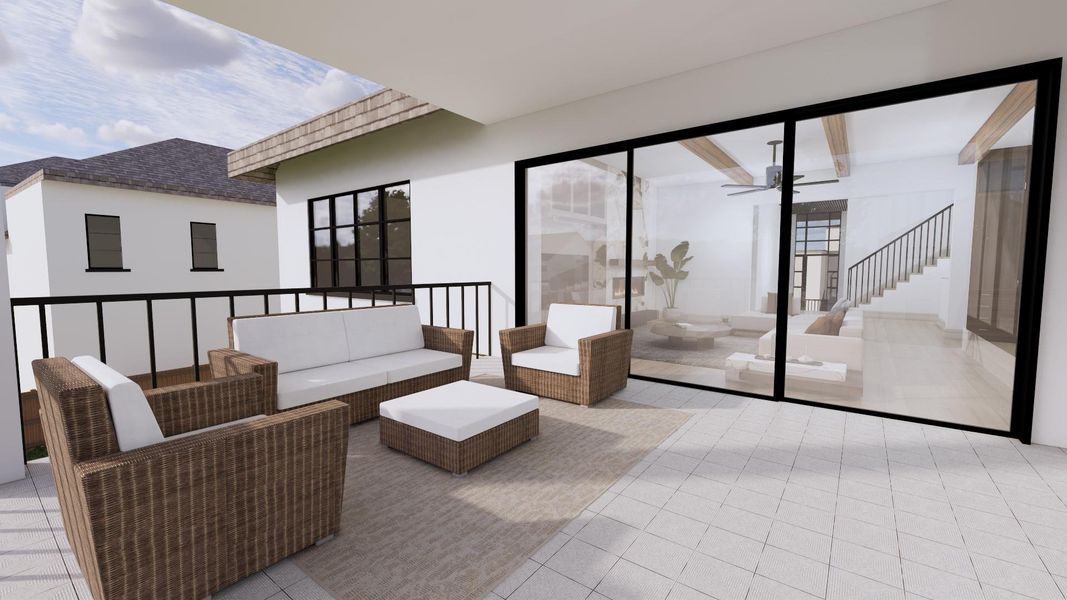 Step onto the large veranda off the family room. This 18X16 patio is perfect for enjoying the outdoors under cover with plenty of space for seating and a dining table.