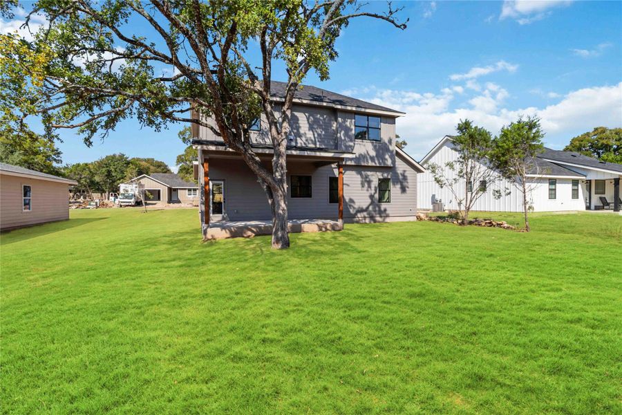 Back of structure with green grass added