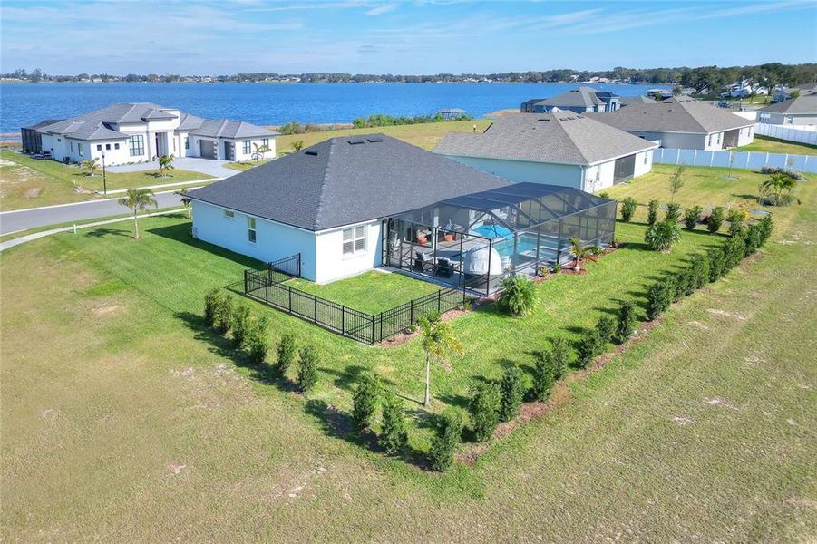 Aerial shot of back of property.