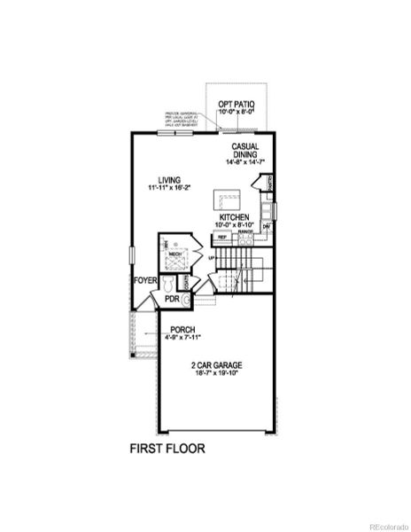2D floor plan layout of this home in The Ridge at Lorson Ranch, Colorado Springs, CO (Image 3).