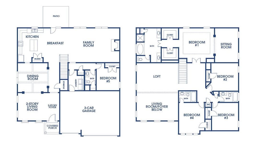 2D floor plan layout of this home in The Gates at Pates Creek, Hampton, GA (Image 2).