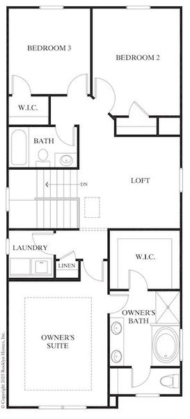 2D floor plan layout for the Evergreen by Rocklyn Homes in Old Salem Crossing, Conyers, GA (Image 2).