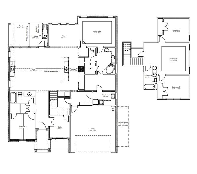 2D floor plan layout for the The Caroline by Reece Homes in Oakmont, Bryan, TX (Image 2). 2D floor plan layout for the The Caroline by Reece Homes in Oakmont, Bryan, TX (Image 2).