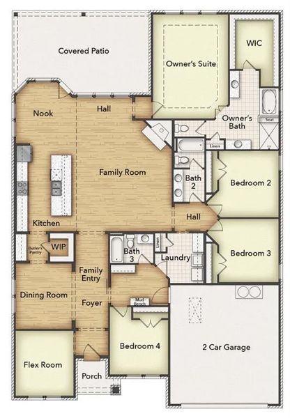 2D floor plan layout of this home in Covenant Springs, Springtown, TX (Image 3).
