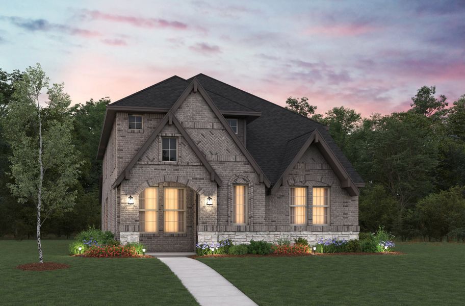 Representative exterior photo of a completed home built from the Brazos by Beazer Homes in Waterbend: Arbors 40', Euless, TX (Image 1). Representative exterior photo of a completed home built from the Brazos by Beazer Homes in Waterbend: Arbors 40', Euless, TX (Image 1).