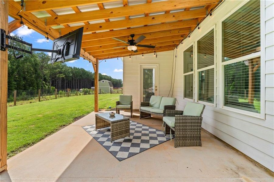 Exterior details and patio area of a home in Crossing Creeks, Monroe (Image 31). Exterior details and patio area of a home in Crossing Creeks, Monroe (Image 31).