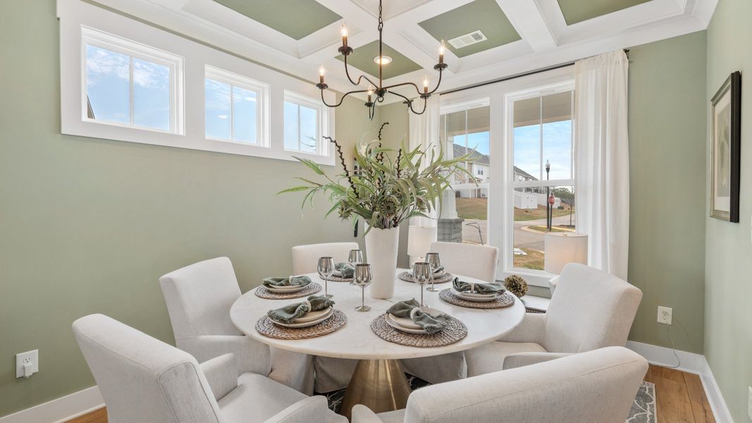Representative furnished interior of a home built from the Finley by DRB Homes in Foxbank, Gray Court (Image 7). Representative furnished interior of a home built from the Finley by DRB Homes in Foxbank, Gray Court (Image 7).