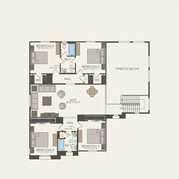 2D floor plan layout for the Messina by Pulte Homes in Visara, Surprise, AZ (Image 4). 2D floor plan layout for the Messina by Pulte Homes in Visara, Surprise, AZ (Image 4).