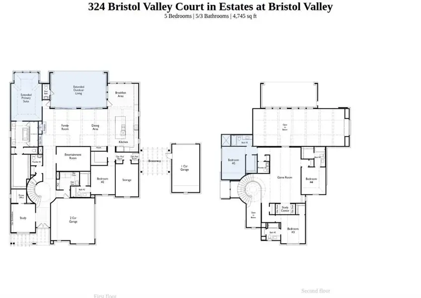 2D floor plan layout of this home in Estates at Bristol Valley, Heath, TX (Image 2).