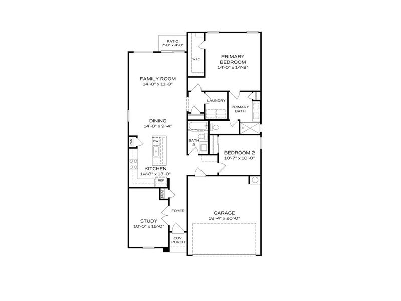 2D floor plan layout for the The Coronado A by Davidson Homes LLC in South Ranch Destination Collection, Prescott, AZ (Image 3).