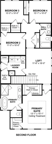 The San Antonio floor plan by K. Hovnanian Homes. 2nd Floor shown. *Prices, plans, dimensions, features, specifications, materials, and availability of homes or communities are subject to change without notice or obligation.