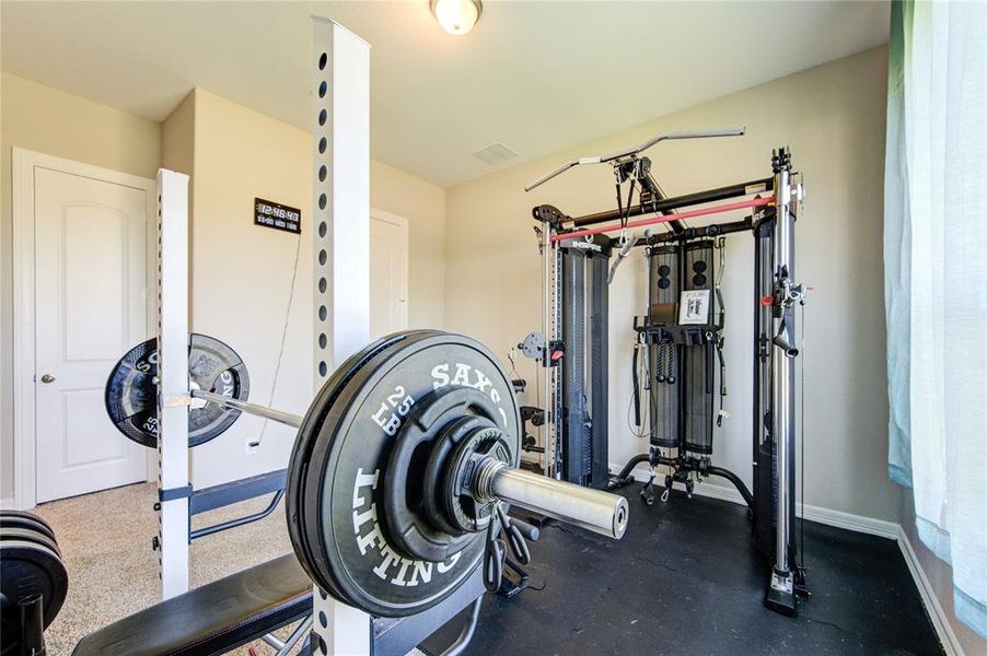 Unlimited possibilities await in this adaptable room, where weights and worries can be left behind