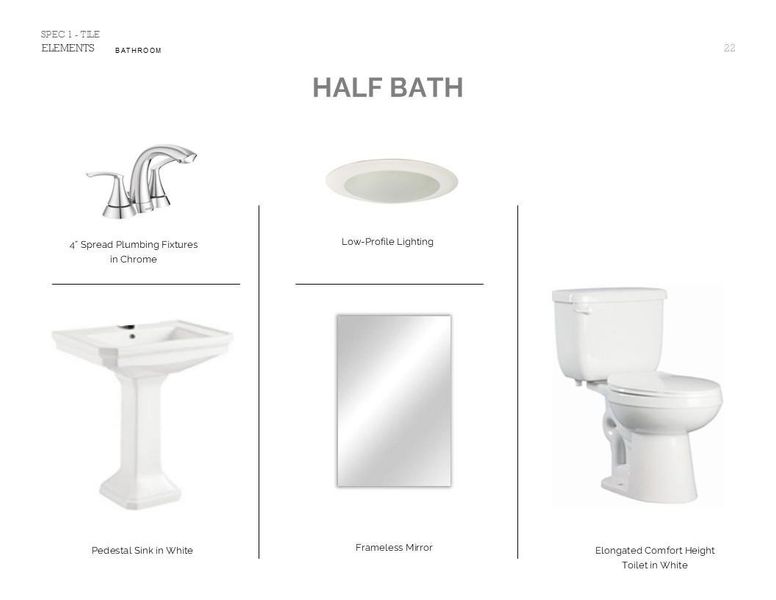 Elements Look Palette 1: Half Bath Selection Sheet (*Artist rendering used for illustration purposes only.)