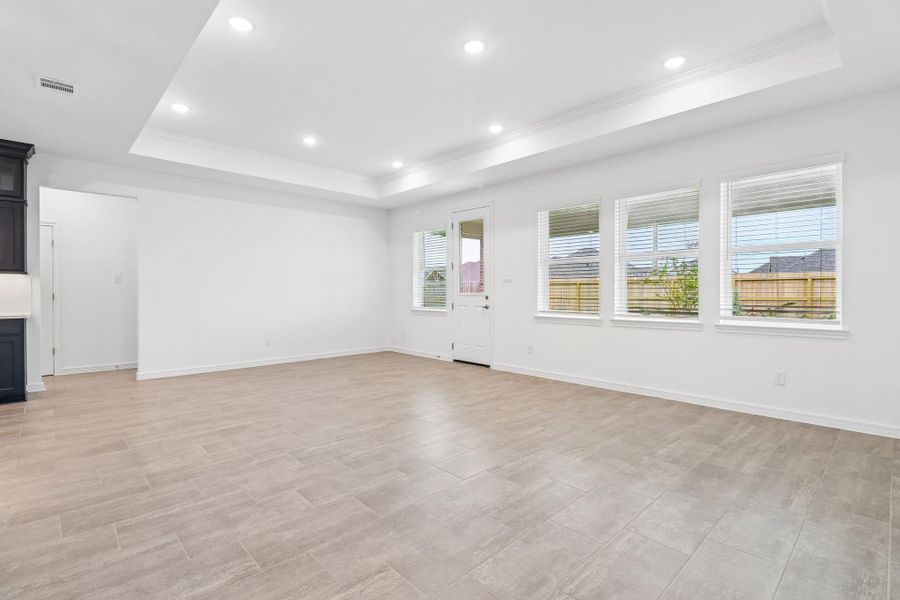 Bright and open great room and dining area